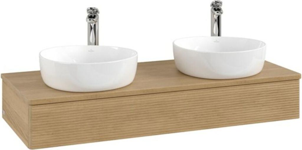 V&B Waschtischunterschrank mit Frontstruktur Antao 120x19x50cm, HL, WBP hon. Oa, hon. Oa
