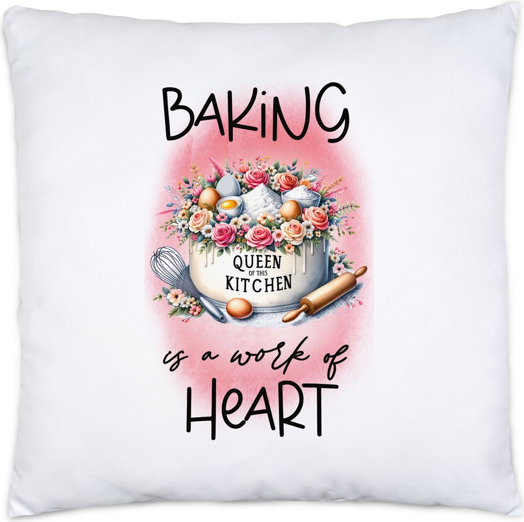 Baking is a work of heart Queen of the kitchen Kissen Inkl. Füllung - Liebevolles Design