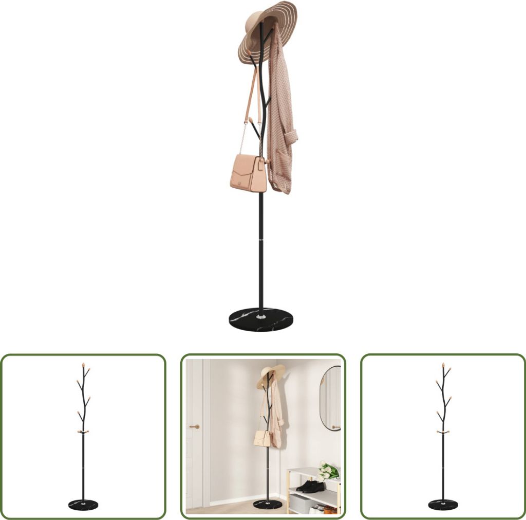 The Living Store Garderobenständer Schwarz 177 cm Pulverbeschichtetes Eisen