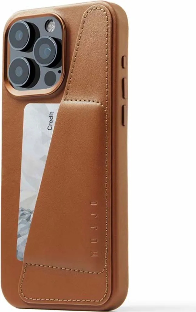 Mujjo Leather Wallet Case iPhone 15 Pro Max Tan MagSafe - Il Must-Have