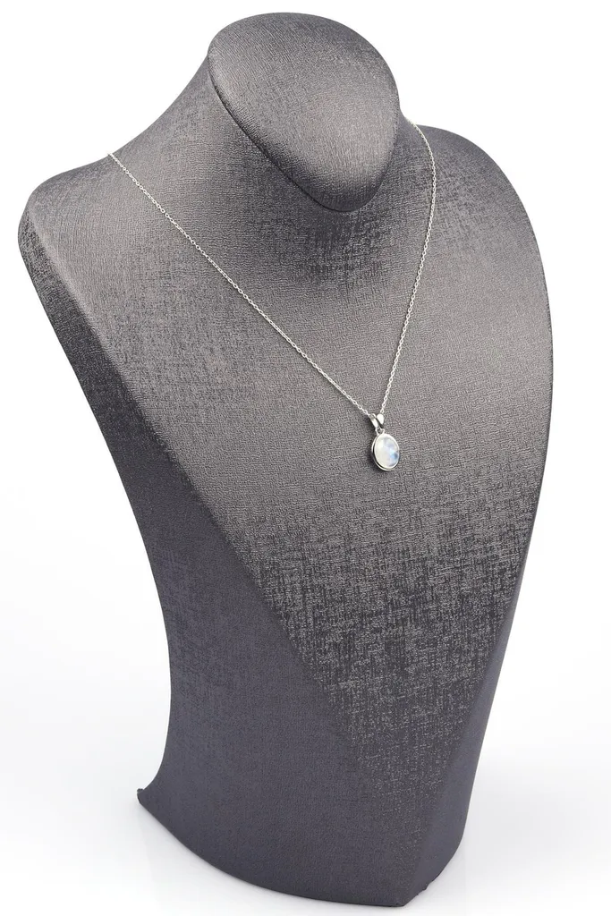 Collier argent 925 anti-allergie avec pierre de lune naturelle 45cm