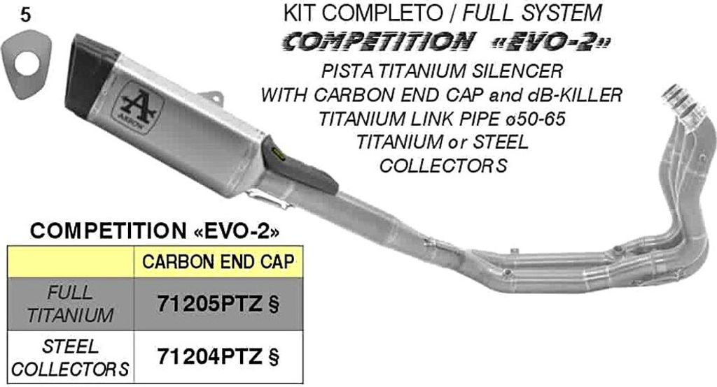ARROW Komplettwettbewerbs-Auspuff aus Voll-Titan für Kawasaki Zx-6r 636