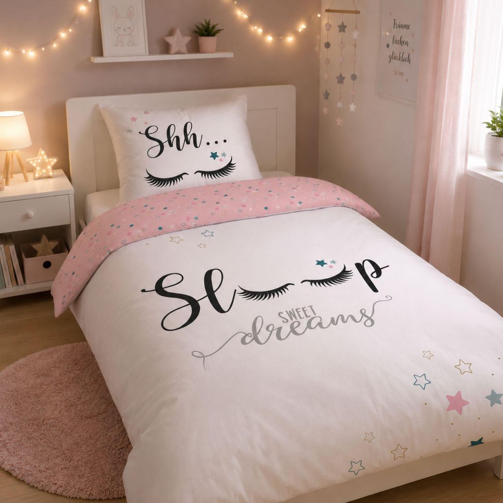 Sweet Dreams Bettwäsche Sleep mit Wimpern & Sterne, Produktbild 