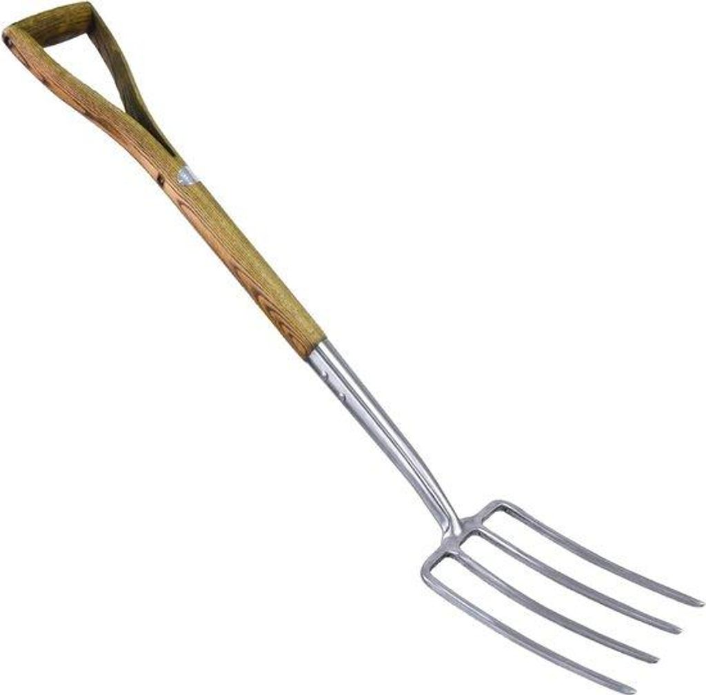 Edelstahl Grabegabel mit Holzgriff