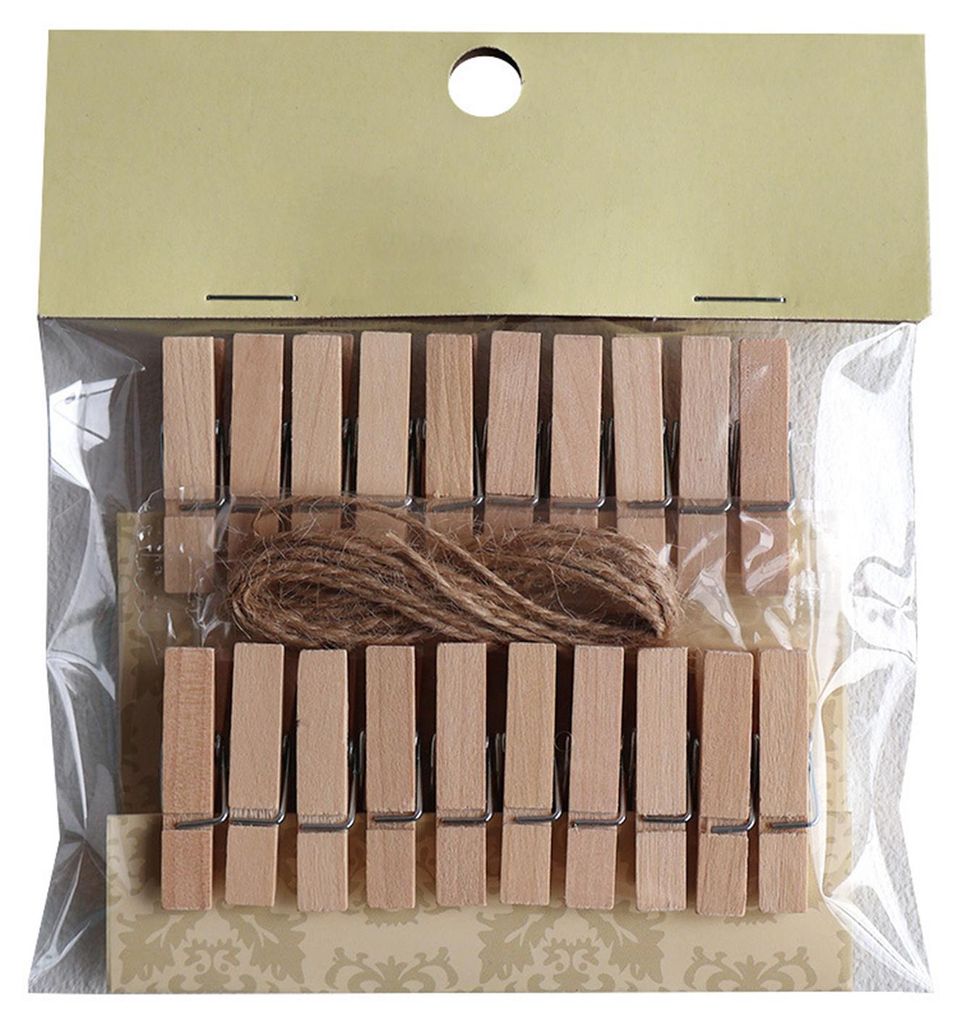 10/20 Stück Wäscheklammern aus Holz mit Seil, geeignet für Zuhause, Klassenzimmer, zum Aufhängen von Fotos, Bildern, Socken, Handtüchern, Lake...