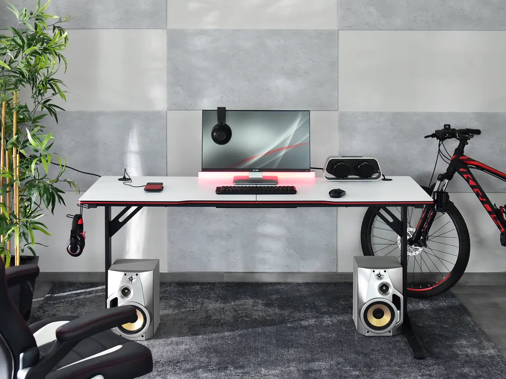 Bureau design 160 HARO - Large surface de travail bicolore noir et blanc