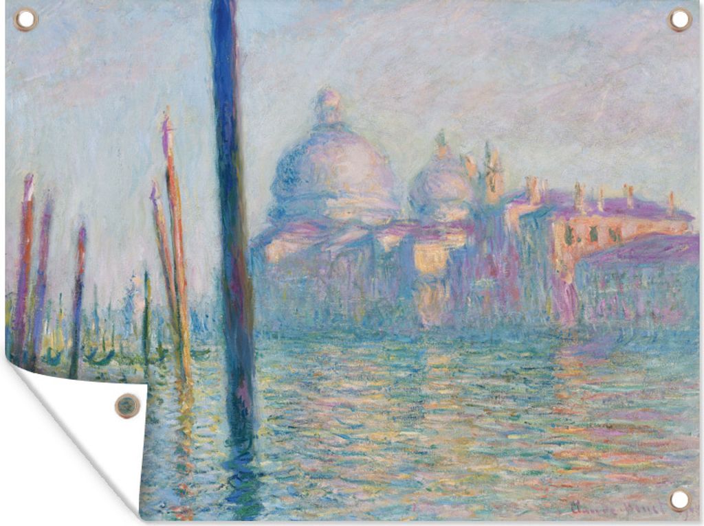MuchoWow 120x90 cm Outdoor-Poster Gartendeko Sichtschutz Garten Poster für den Garten Der Canal Grande, Venedig - Gemälde von Claude Monet