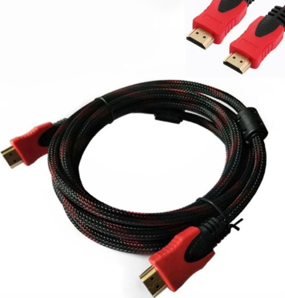 5m HDMI 1.4 Kabel rot/ schwarz Full HD Highend Ethernet vergoldet Neu 4K UHD