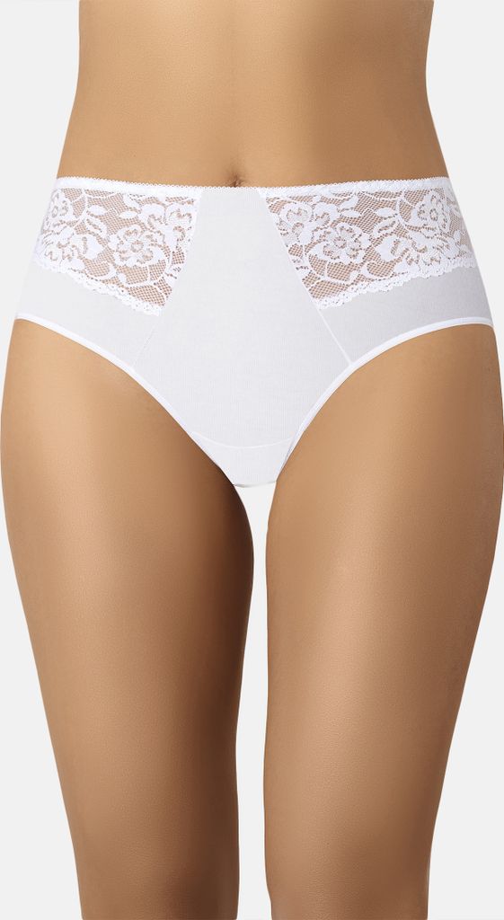 Teyli Hohe Taille Baumwollslip mit floraler Spitze Carmen Female 134 weiß XS