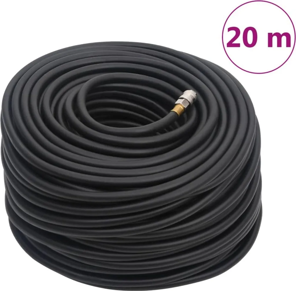 Tuyau d'air 20m robuste en caoutchouc et PVC noir avec flexibilité totale