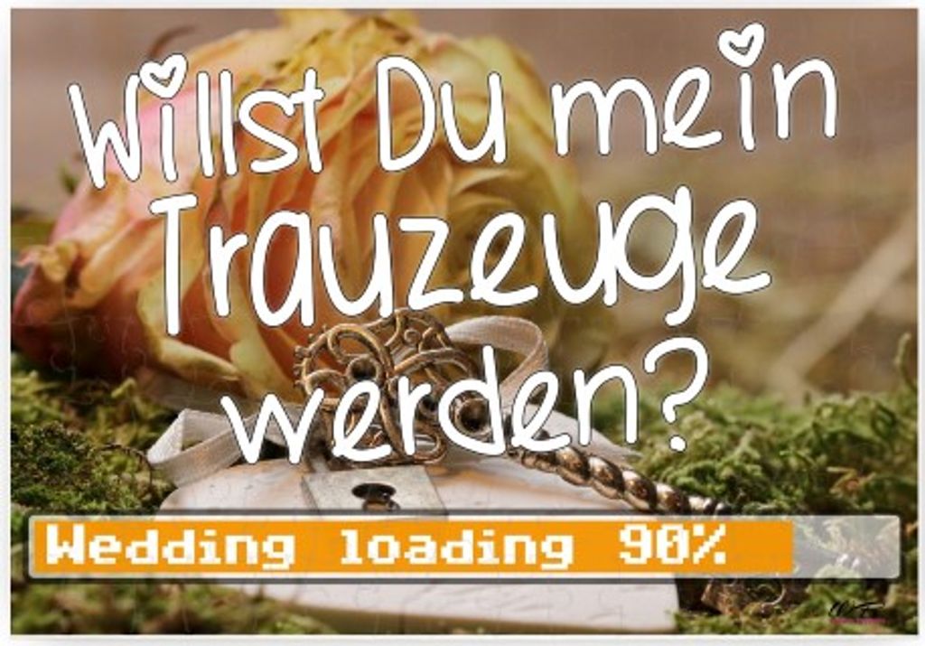 Puzzle-Botschaft eckig, Willst Du mein Trauzeuge werden - Wedding loading, (zur Hochzeit) 120 Teile 27x18cm inkl. Geschenk-Beutel, WB wohn trends