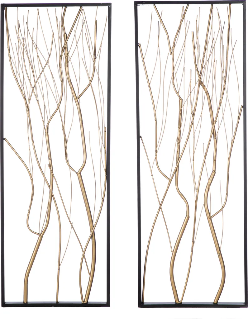 Déco murale dorée Astwerk Gilde en métal, hauteur 91 cm, lot de 2 pièces