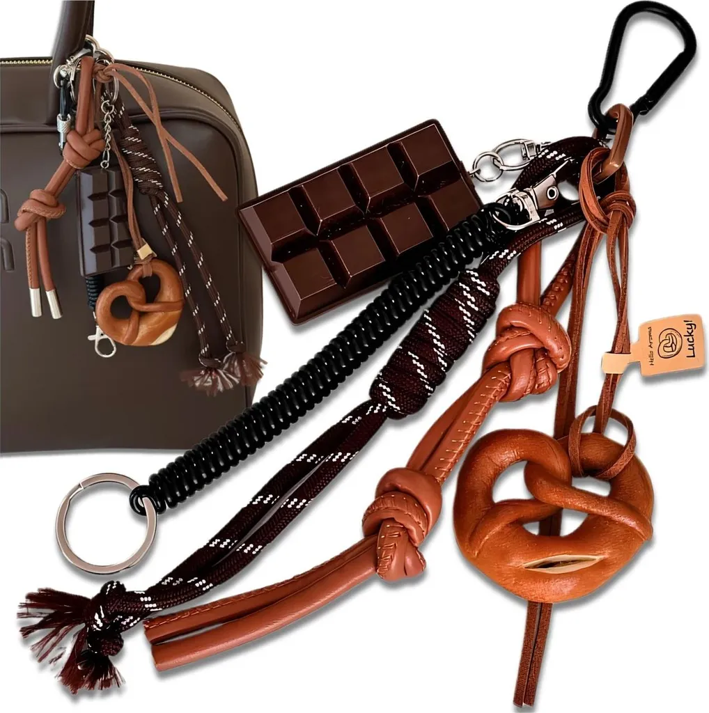 EDIBAZZAR Portachiavi Robusto Pretzel e Cioccolato - Per Zaino e Borsa