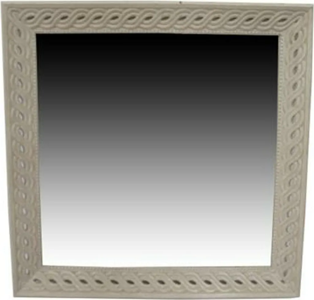 Miroir d'entrée bois blanc 92x92 cm pour agrandir et éclairer la pièce