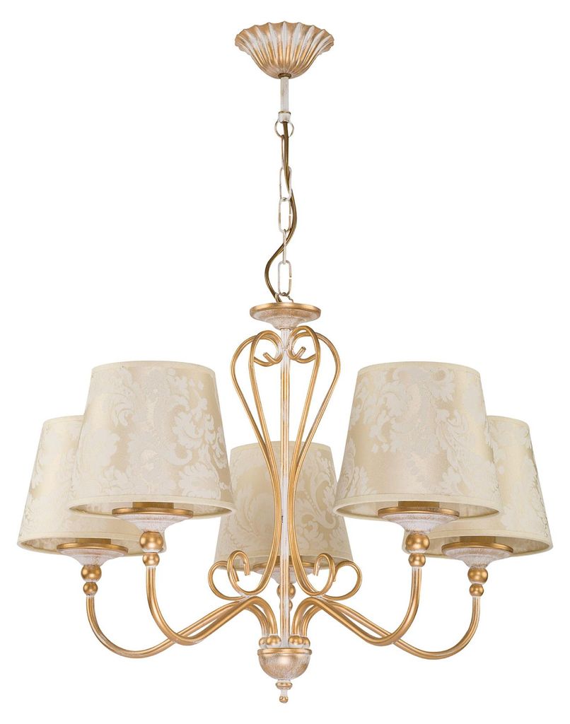 Lampadario SOFIA oro-bianco 5xE27x20W in metallo, Immagine del prodotto 