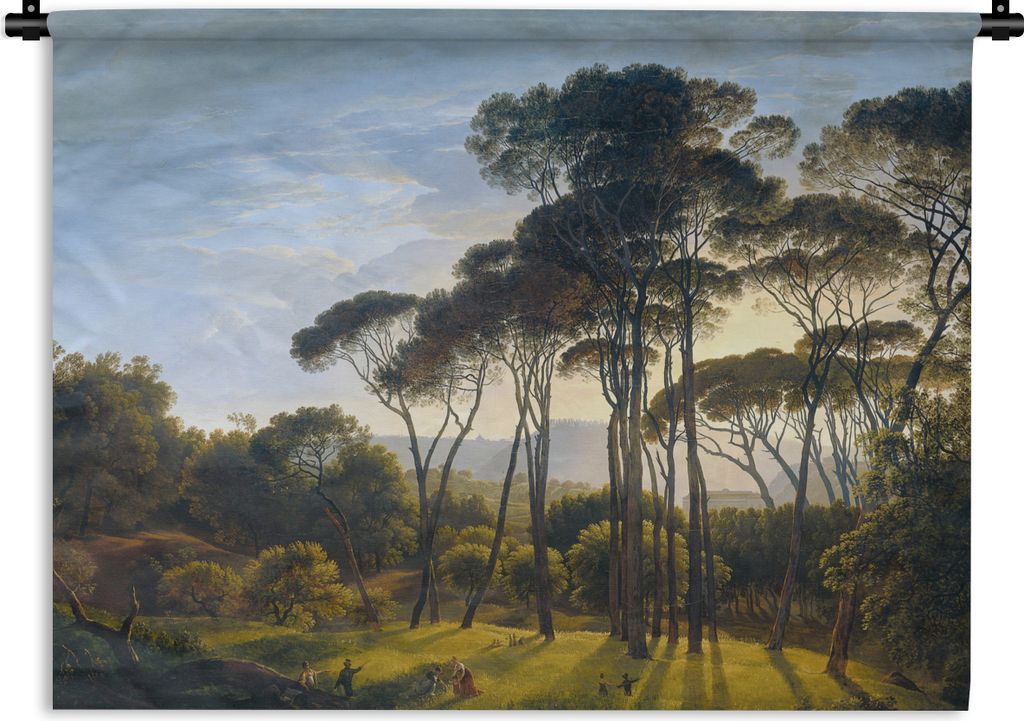 MuchoWow Wandteppich Wandbehang Italienische Landschaft mit Zirbelkiefer - Kunst - Alte Meister 60x45 cm Tapisserie Dekoration Wandtuch - Das Sch...