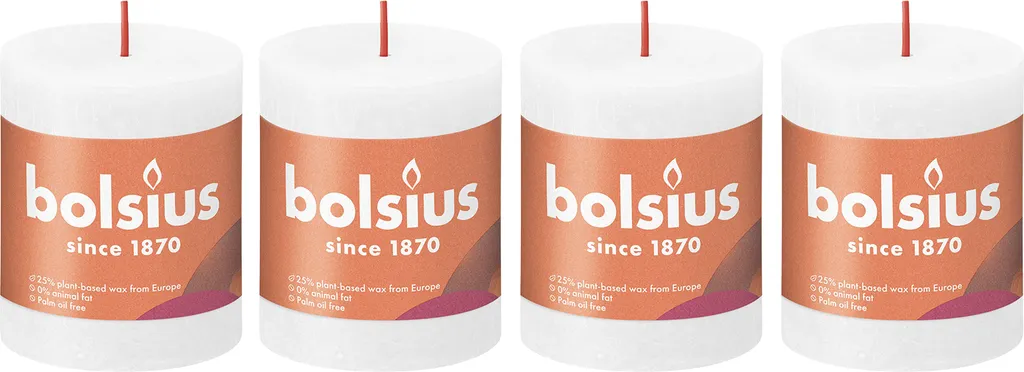 Candele a Pilastro Rustiche Set da 4 | Atmosfera Hygge Bianco Nuvoloso
