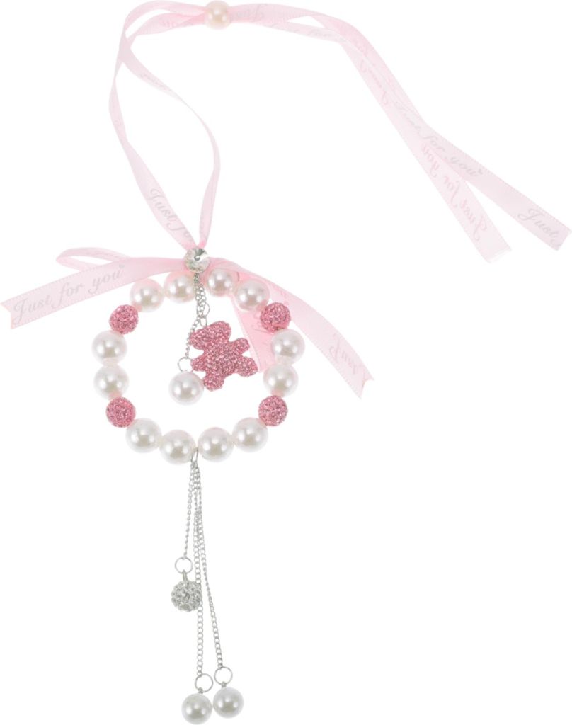 1 Stück Metall Polymer Clay Bär Auto Rückspiegel Anhänger Accessoires Auto Hängeornament Weiß Rosa