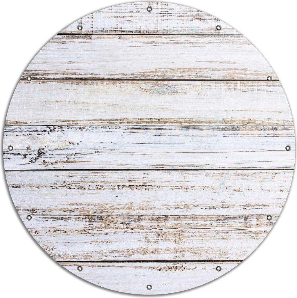 Wallario rundes Outdoor-Poster für Garten oder Balkon, Motiv Helle Holzstruktur - Muster - Alter Dielenfußboden, 120 cm Durchmesser