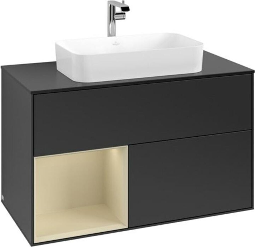 V&B Waschtischunterschrank Abdeckplatte bla m Finion 100x60,3cm, Rg li si Gr m Lac, bla m Lac