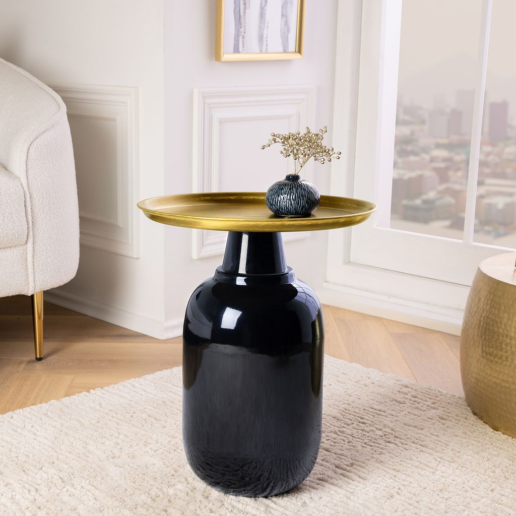 riess-ambiente Runder Beistelltisch ELEGANCIA 50cm gold antik schwarz Metall Eisen Couchtisch Tisch