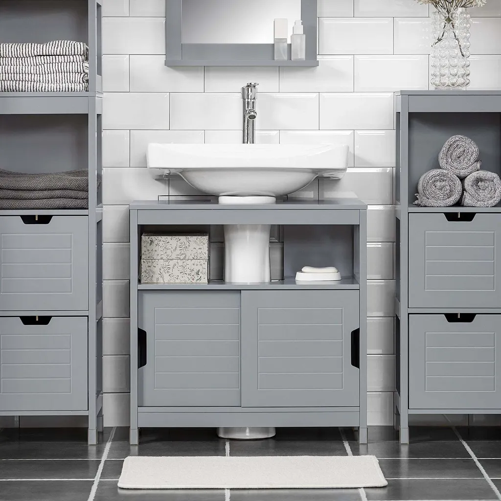 Meuble de lavabo Rootz Gris Anthracite - Rangement Salle de Bains