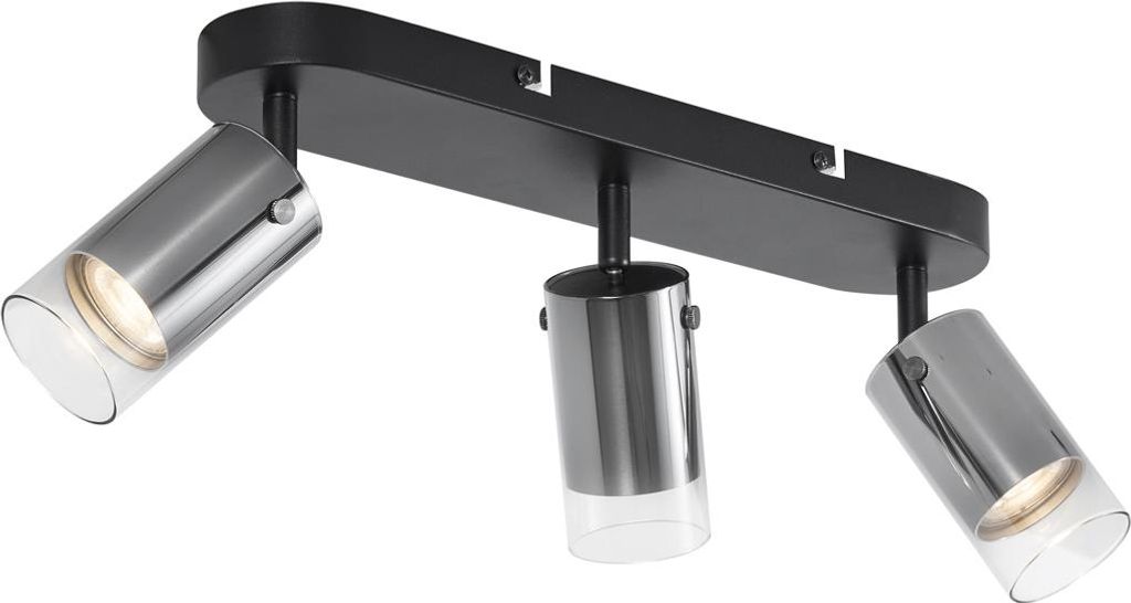 QAZQA - Modern Moderner DeckenSpot I Spotlight I Deckenspot I Deckenstrahler I Strahler I Lampe I Leuchte Gunmetal 3-flammig Spotbalken-flammig dre...