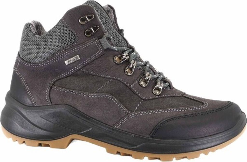 Jomos Herren Nubukleder Trekking Stiefel in schwarz-grau, Extra Weite H, 9 cm Schafthöhe, Nässeschutz und atmungsaktiv mit JoTex