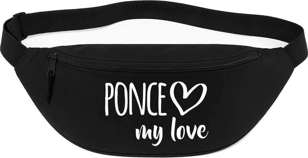 Huuraa Bauchtasche Ponce my love 2,5 Liter Black Polyester Crossbody Bag Geschenkidee