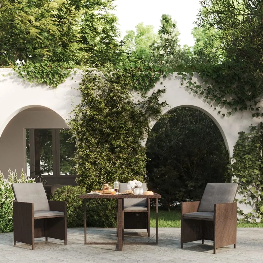 Tavolo Pranzo Giardino vidaXL Marrone 109cm - Polyrattan e Vetro - 2