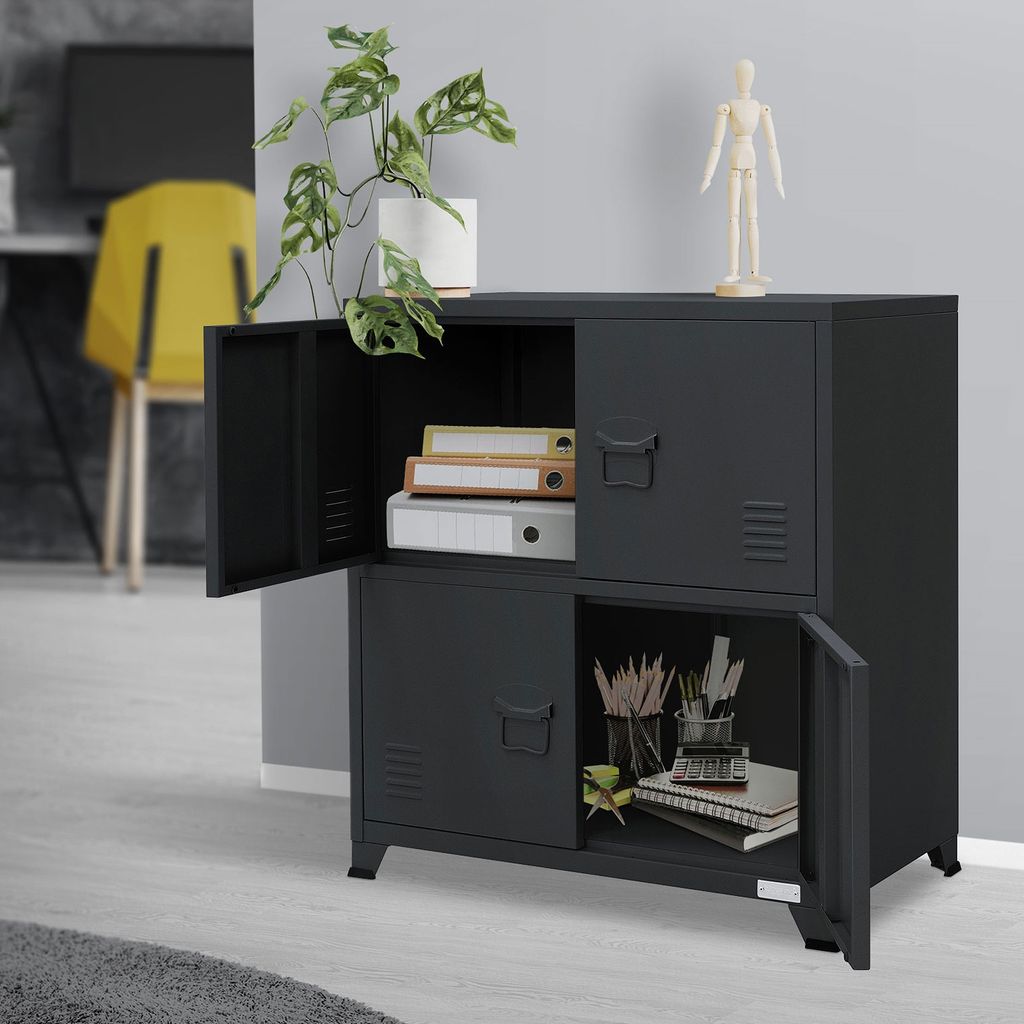 ML-Design Aktenschrank 75x40x80,5 cm, Anthrazit, Stahl, Freistehender Büroschrank mit 4 Beinen, Metallspind 4 Türen