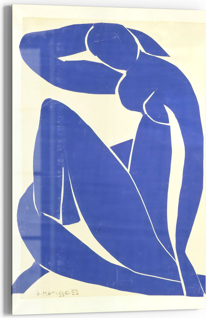 DEQOART Glasbild Echtglas 40x60 cm 'Blaue Silhouette' Wandbild Bild modern Deko