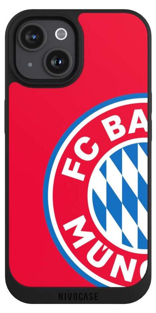NIVOCASE Handyhülle für Apple iPhone 15 Hülle NIVOpure Case Schwarz FC Bayern München FCB Offizielles Lizenzprodukt