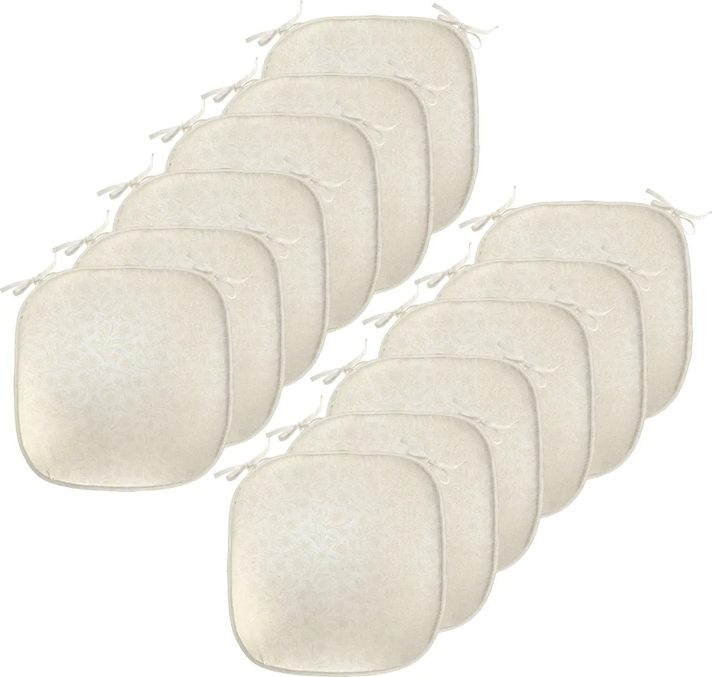 ABAKUHAUS Rivestimento color avorio per sedie da sala da pranzo, motivo barocco a fiori, cuscino decorativo impermeabile con cinturini per sedie da cucina, 40 cm x 40 cm, confezione da 12, color crema