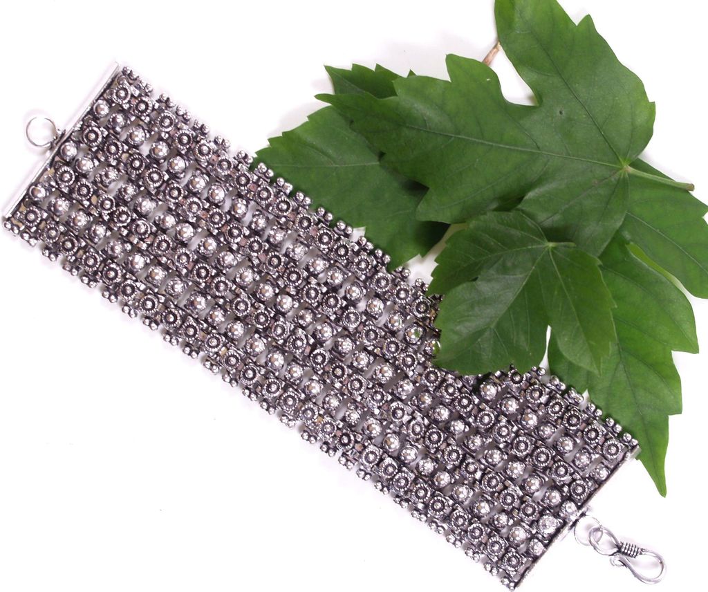 Weißmetallarmband 4, Silber-Farben, Glasperlen, 5*20*0,4 cm, Armreifen & Armbänder Modeschmuck