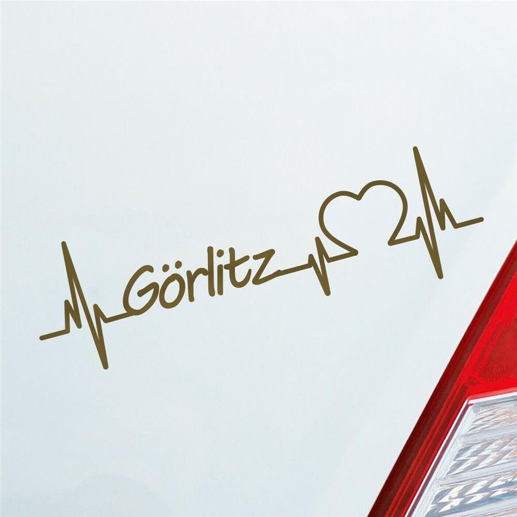 Auto Aufkleber Görlitz Herz Herzschlag 19x6 cm Gold Sticker Heckscheibenaufkleber