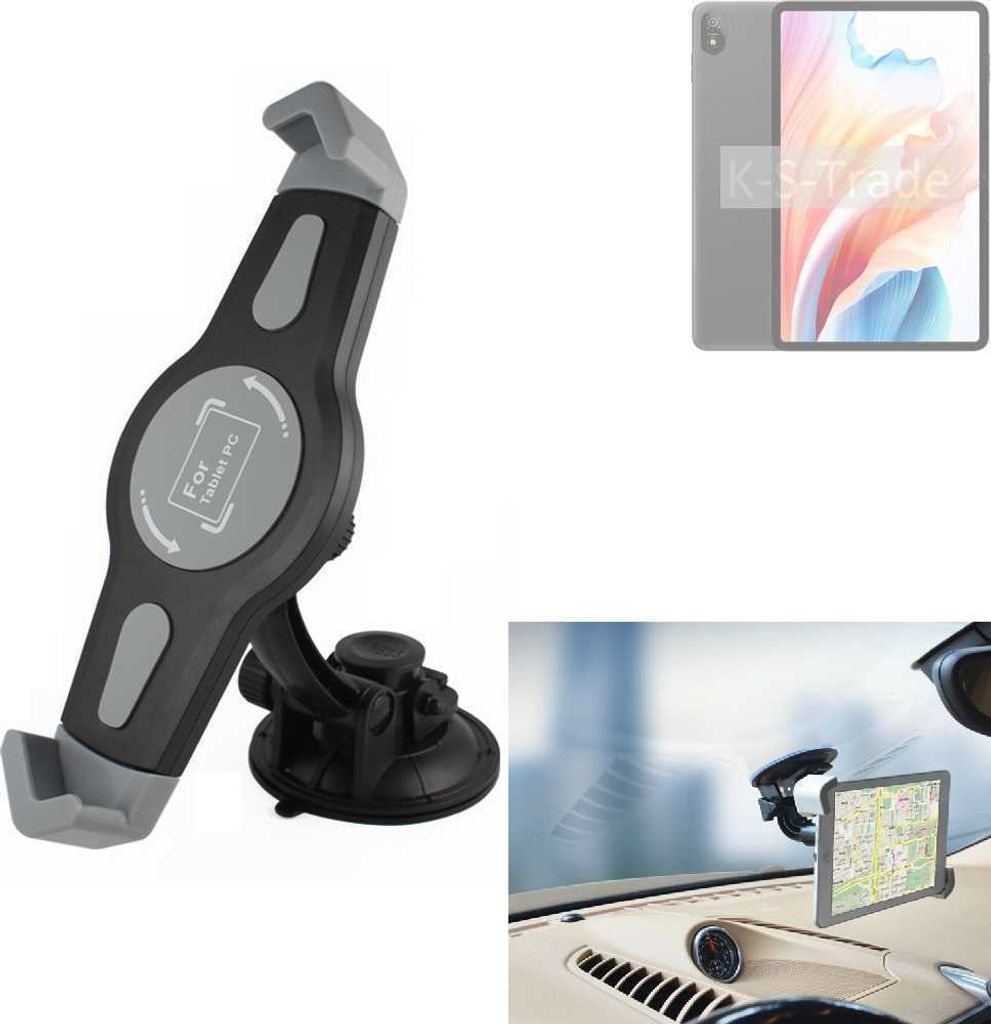 K-S-Trade Scheiben-Halterung für Tablets kompatibel mit Blackview Tab 18 KFZ Tablet Saugnapf Auto Halterung Windschutzscheibe Holder Halter