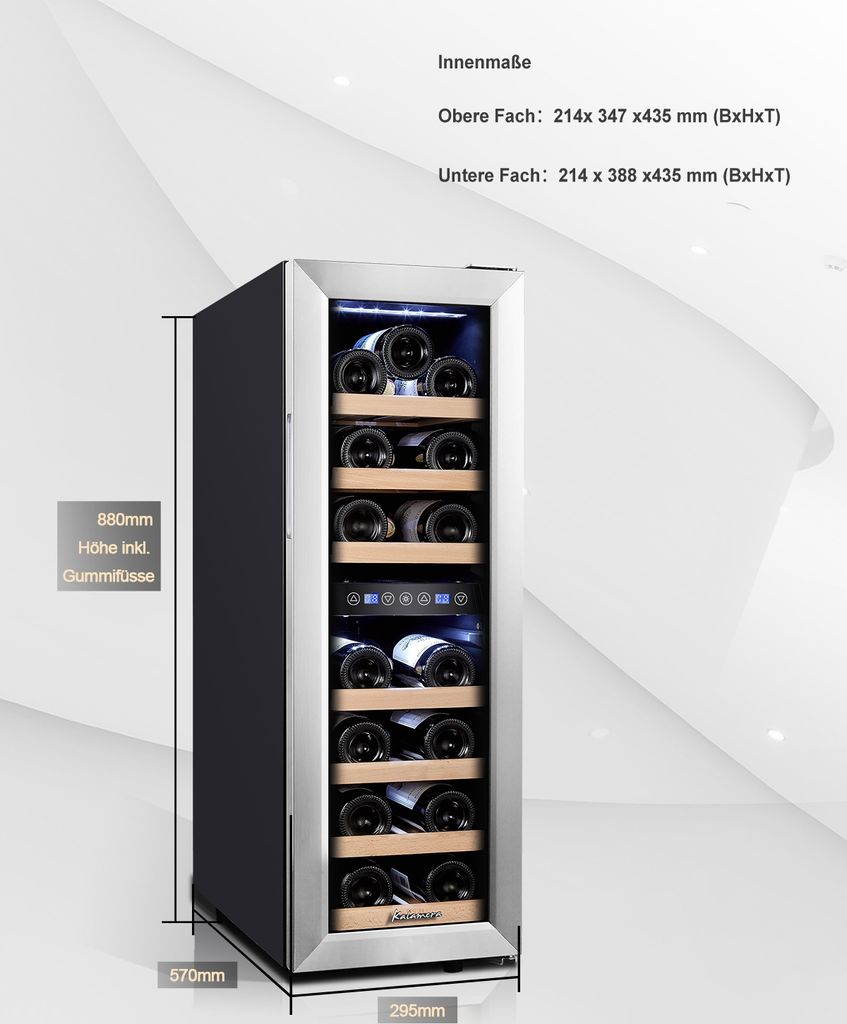 Kalamera Weinkühlschrank 2 Zonen, 19 Flaschen, 65 Liter, Produktbild 8