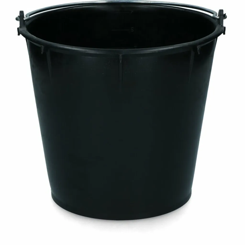 Secchio 7 Litri Nero con Manico - Plastica Resistente Multiuso