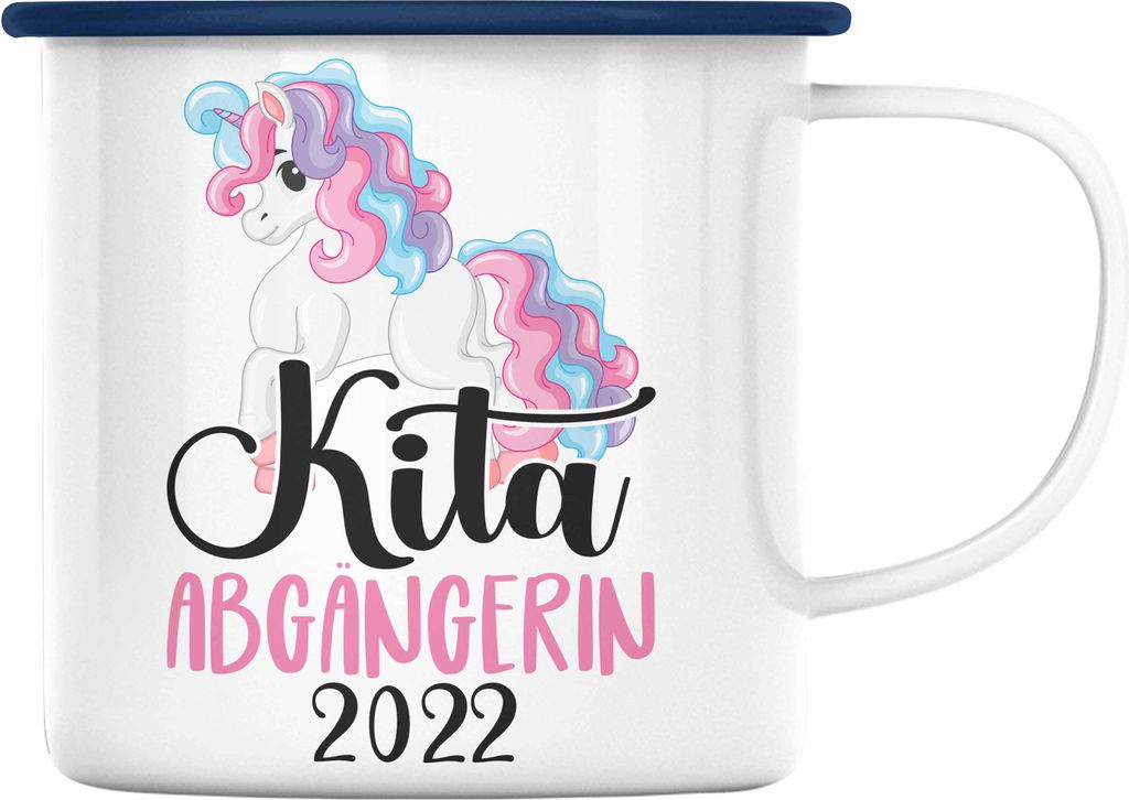 Trendation - Kita Abgängerin 2022 Einschulung Mädchen Geschenk Emaille Tasse Schulstart 1. Schultag Schuleinführung Schulanfang Geschenkidee Sch...