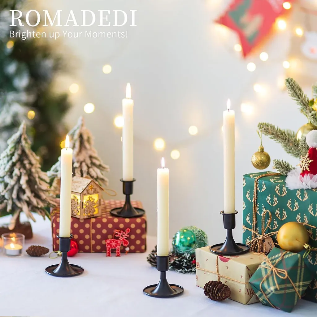 12 Portacandele per Corona Avvento Fai da Te Metallo Nero Vintage Natale - 2