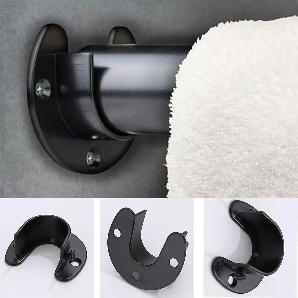 Support de tringle à rideau et dressing en inox noir 32mm lot de 4
