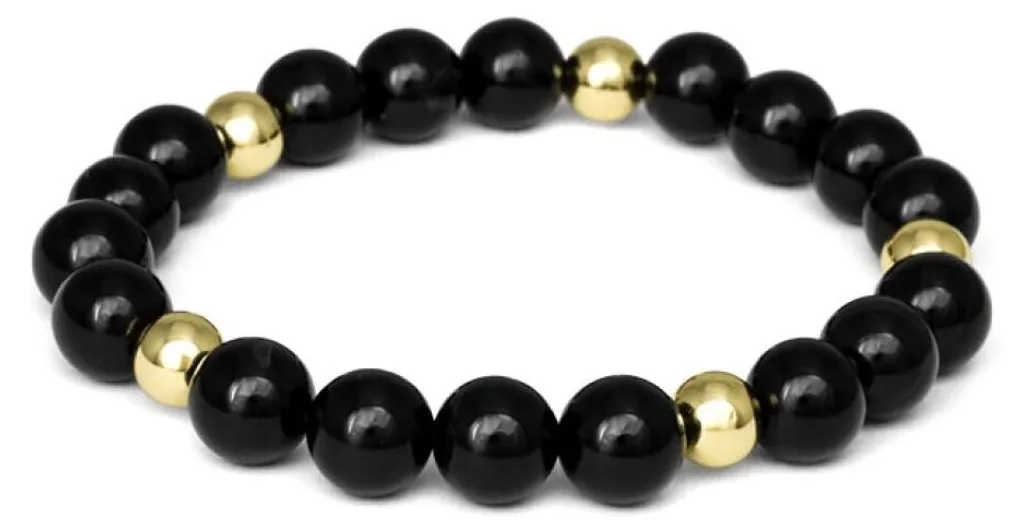 Bracelet perles d'onyx noires - Bijou de protection au style sobre