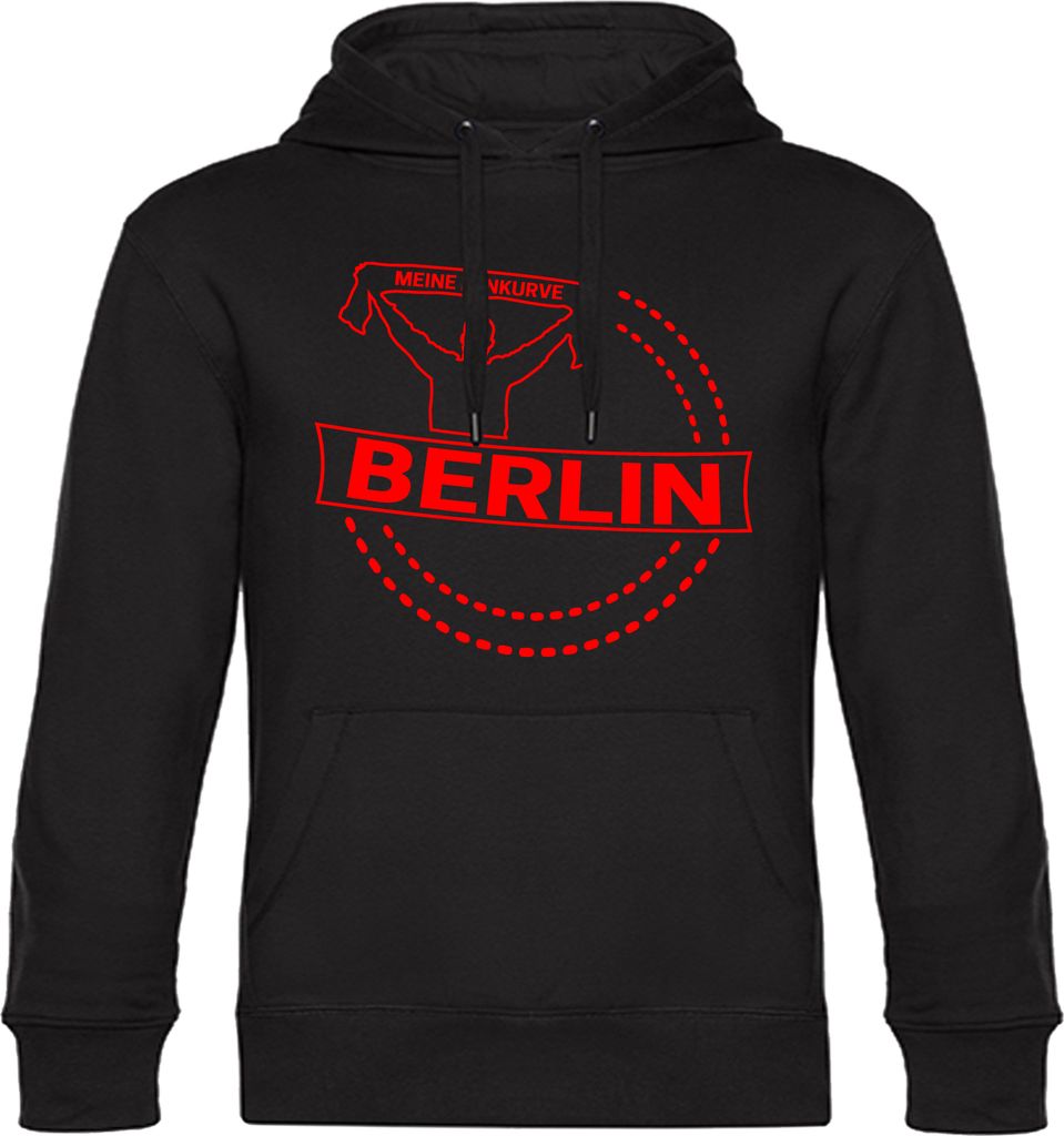 multifanshop Kapuzen Sweatshirt - Berlin rot - Meine Fankurve, schwarz, Größe XL