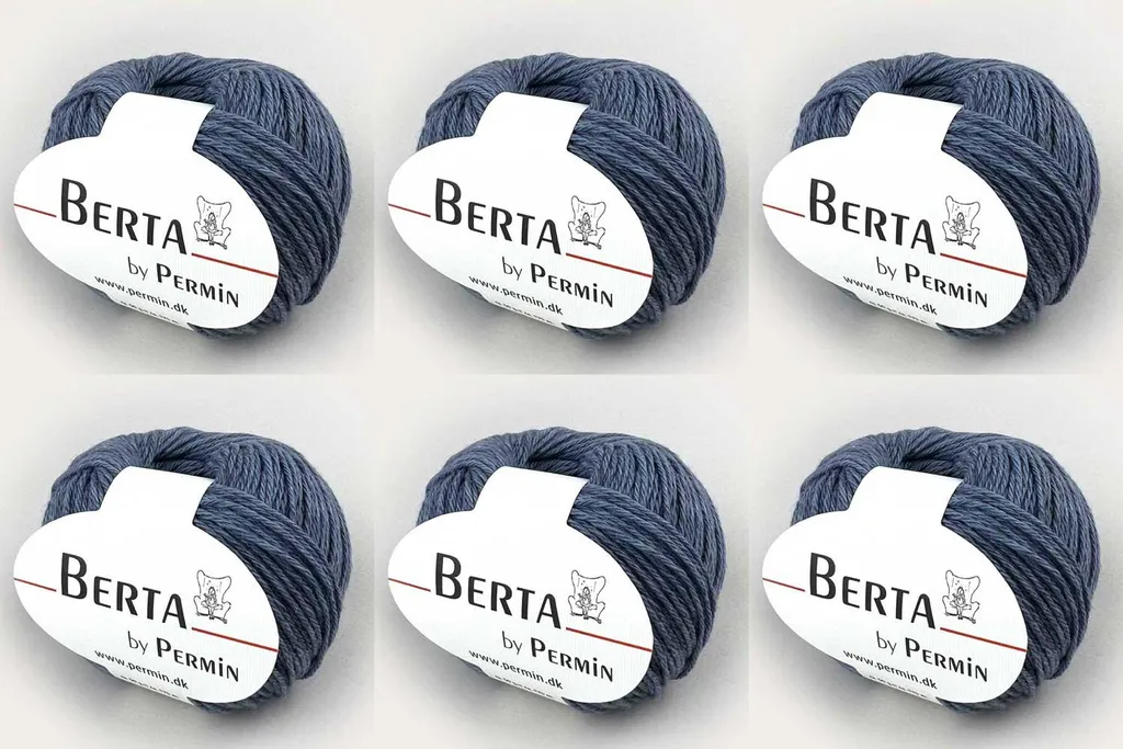 6x Berta by Permin Fil à tricoter en laine et coton 09 Denim clair