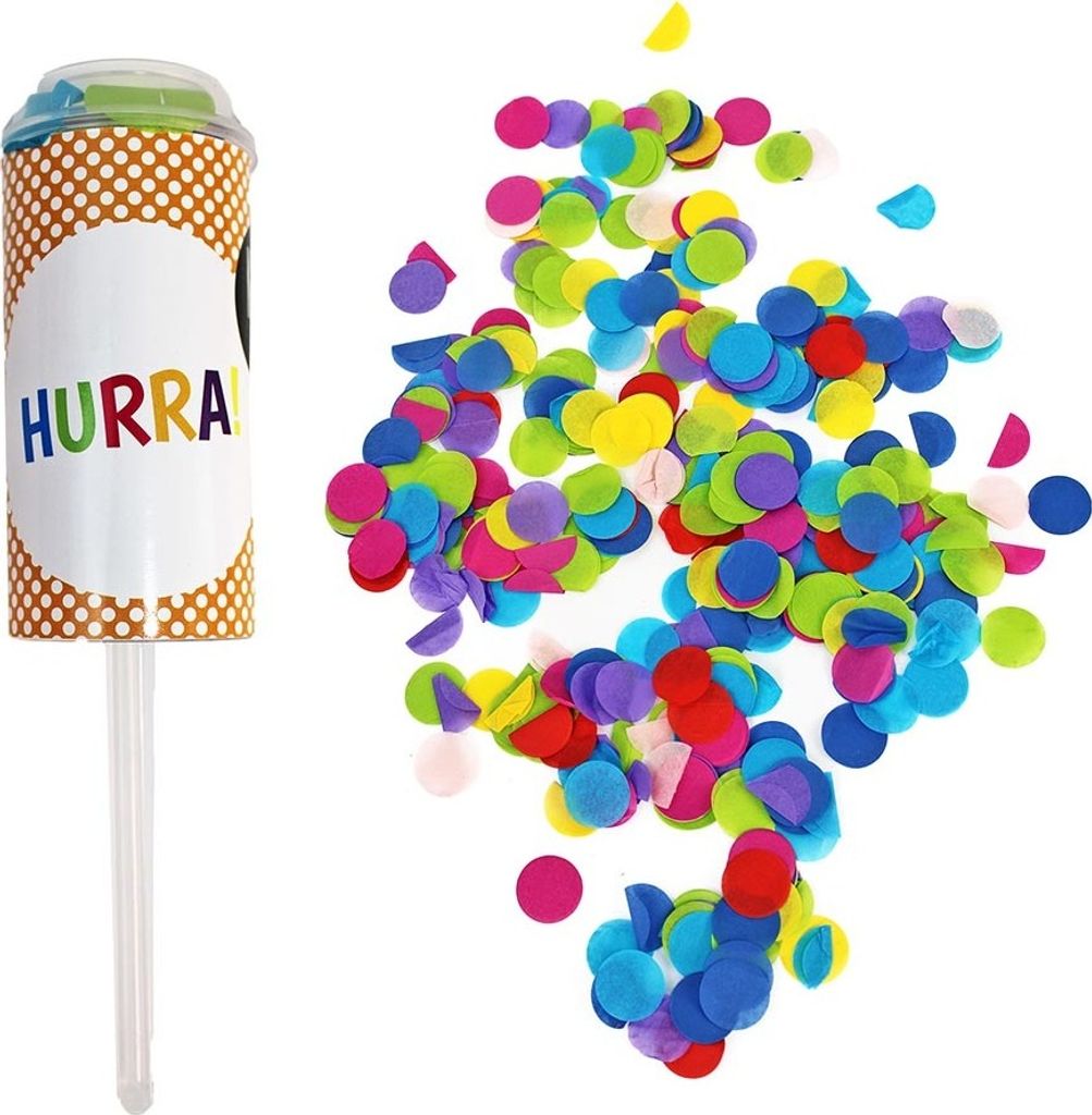 Konfetti-Pistole Party Popper "Hurra" - ca. 18,5 cm