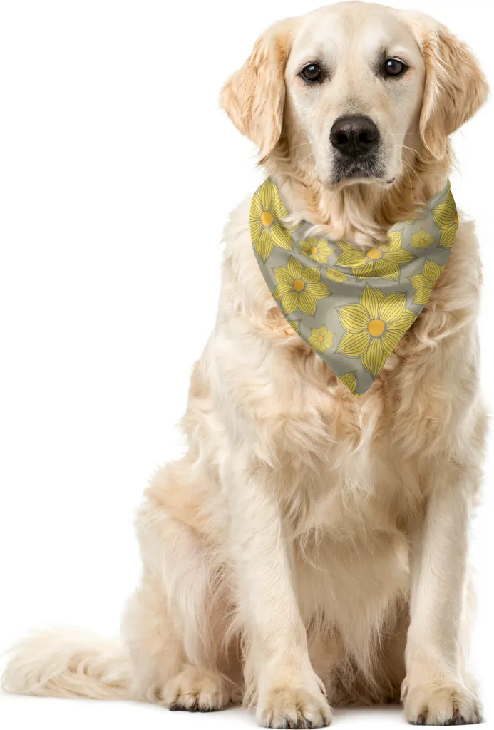 ABAKUHAUS Bandana Cani Fiori Gialli 55x55cm - Accessorio Pet Alta Qualità
