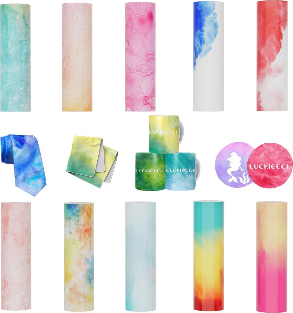 10 Blatt Infusibles Transferpapier 4.5x12 Zoll fš¹r Sublimation - Aquarell-Muster fš¹r Druck auf Objekte