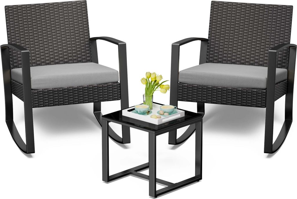 BEALIFE WR210 Rattanset 3-tlg. | Gartenset mit Grauen Produktbild 