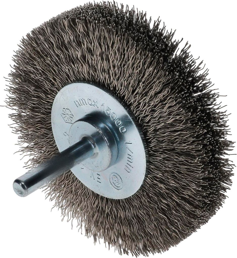 Osborn Drahtbürste für Bohrmaschine ø 80mm - Drahtbürstenaufsatz für schwer zugängliche Stellen - rostfreie Rundbürste mit Schaft, gewellter...